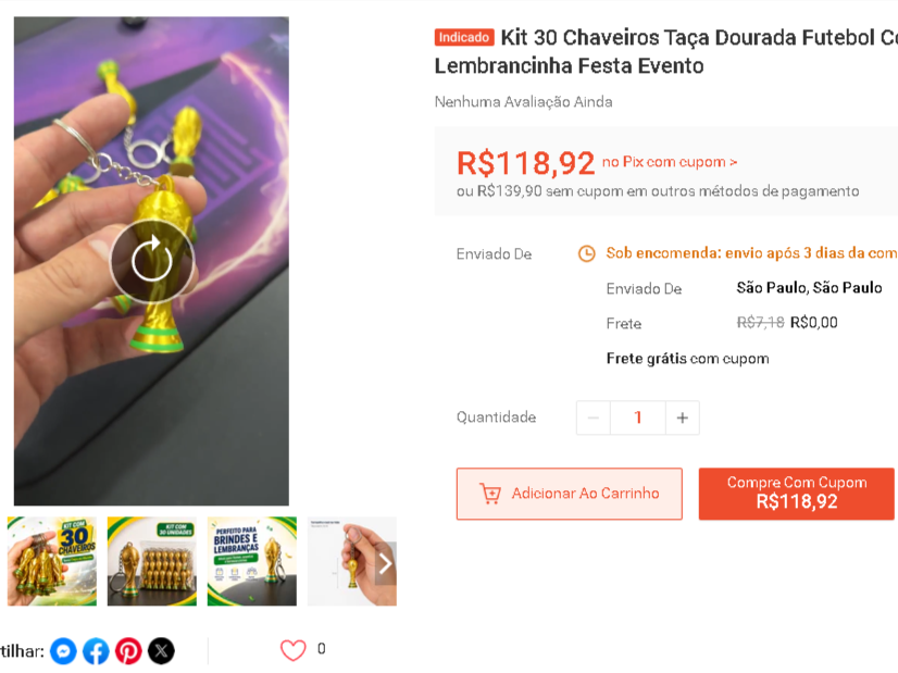 Chaveiro Taça Copa